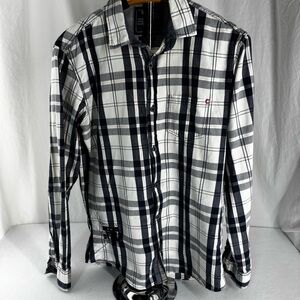 Men’s RIV/SD Blue Dept Plaid Button-Down Shirt M‎